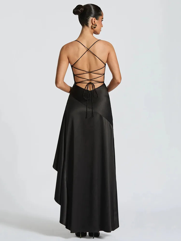 Robe longue ouverte à volants