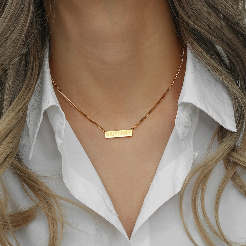 Collana personalizzabile con placca in oro 18 carati
