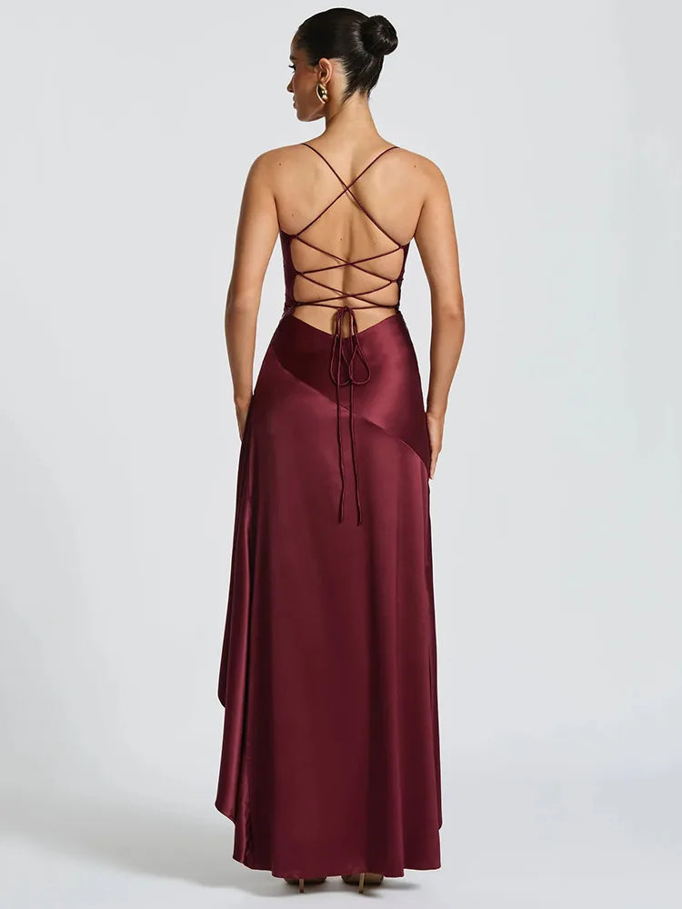 Robe longue ouverte à volants