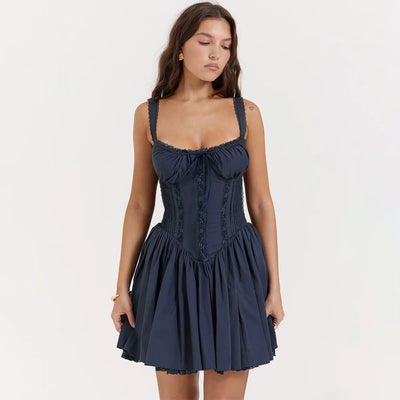 Lang kjole med spalte og bustier