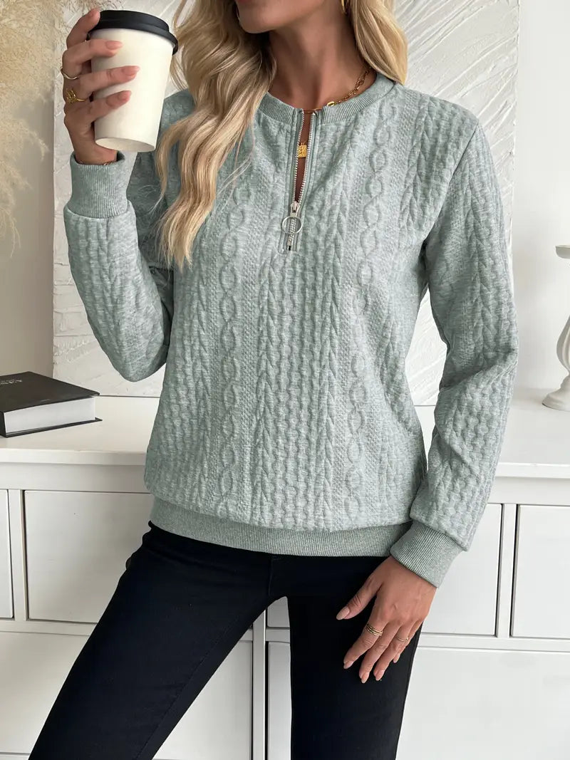 Pull Manches Longues avec Tricot Torsadé