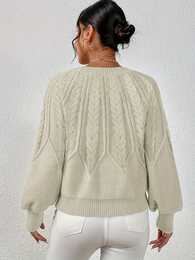 Pull à col rond tressé