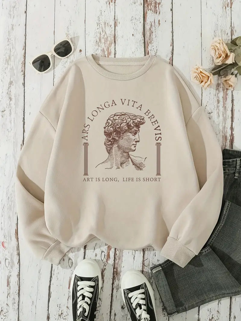Sweat-shirt à imprimé graphique col rond