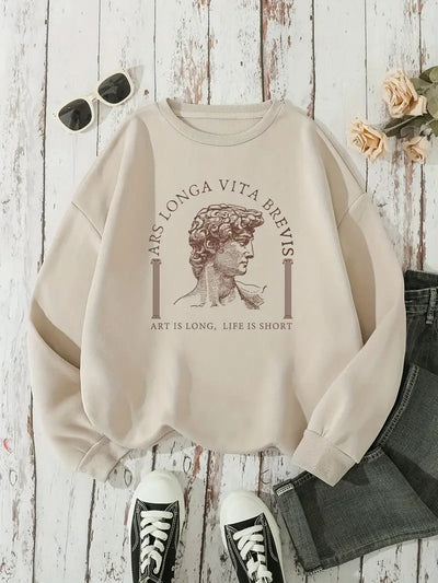 Sweat-shirt à imprimé graphique col rond
