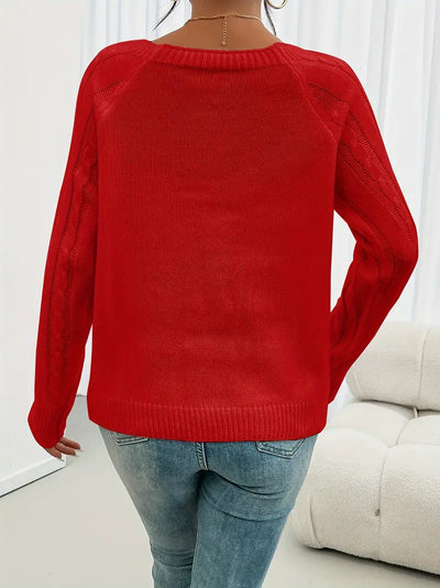 Pull Décontracté Col Carré avec Boutons et Manches Lanternes
