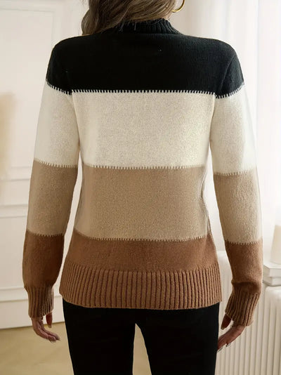 Pull doux et élégant blocs de couleurs