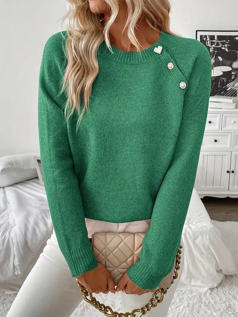 Pull Épaule Asymétrique avec Boutonnage