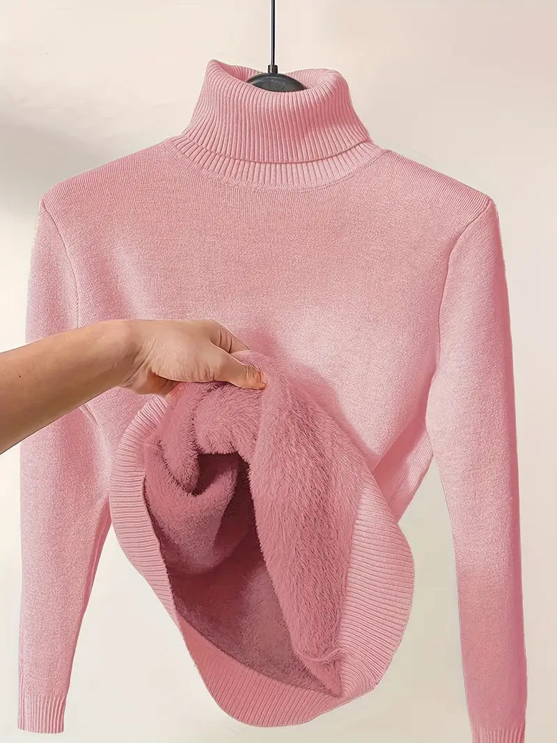 Pull col roulé chaud intérieur polaire