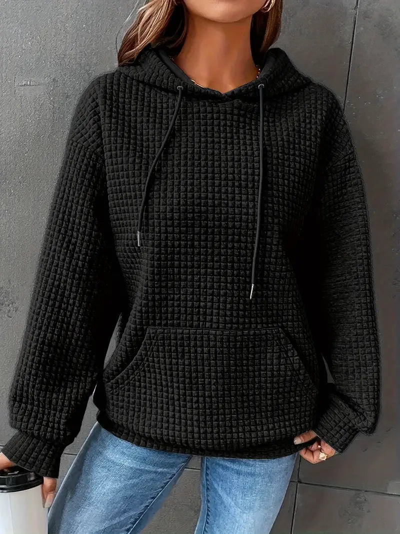 Sweat à capuche grande taille décontracté motif carré
