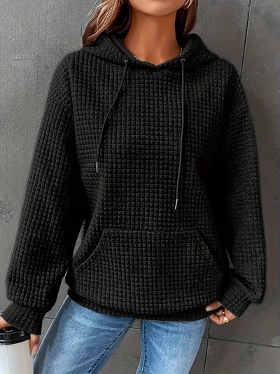 Sweat à capuche grande taille décontracté motif carré