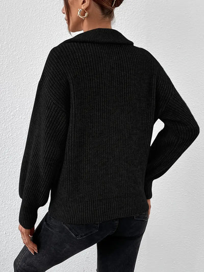 Pull décontracté à demi-fermeture éclair design rayé