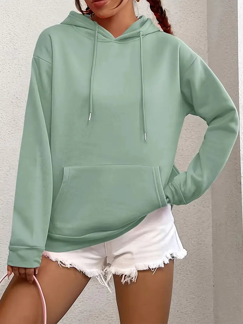 Sweat à capuche uni doublure chaude