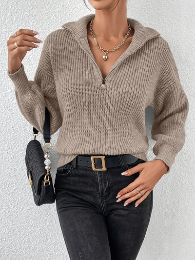 Pull décontracté à demi-fermeture éclair design rayé