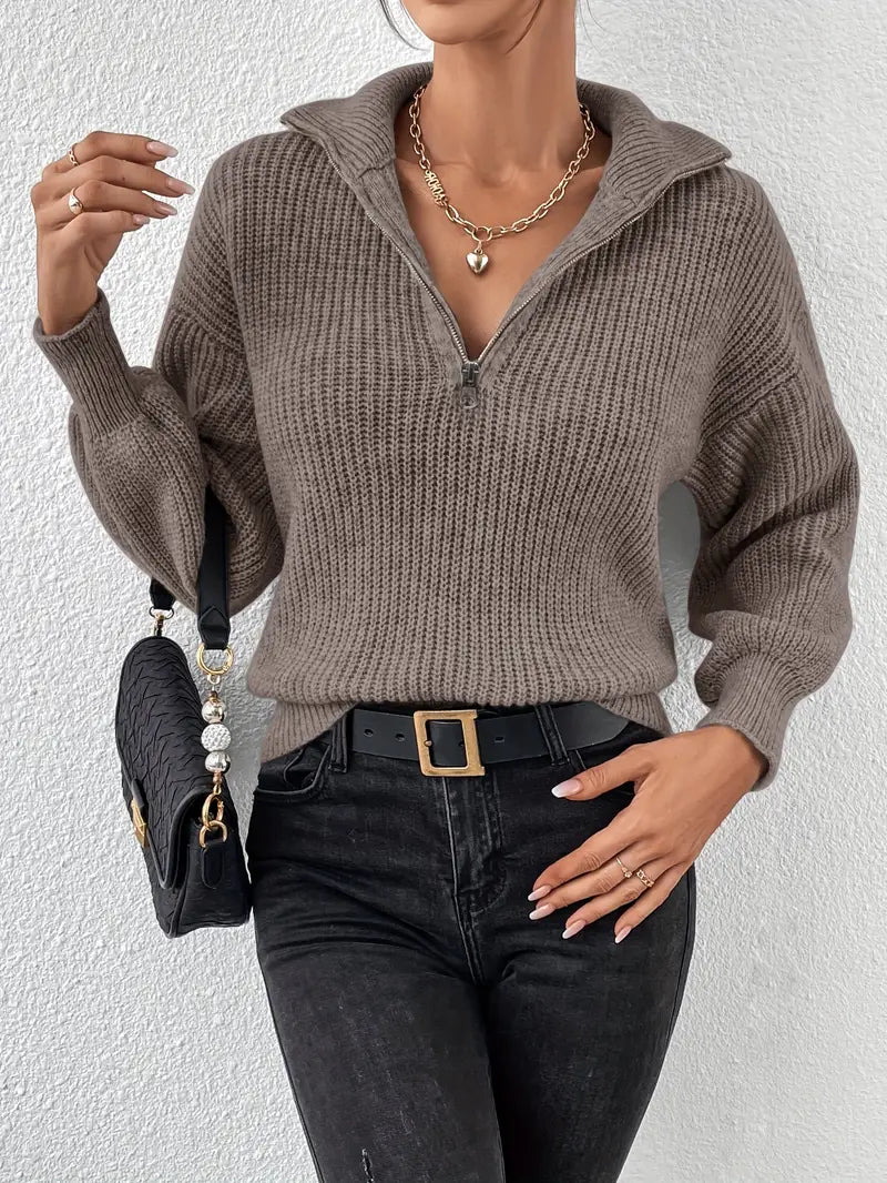 Pull décontracté à demi-fermeture éclair design rayé