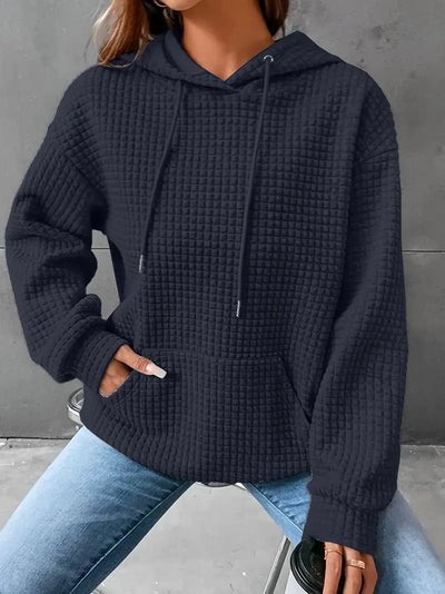 Sweat à capuche grande taille décontracté motif carré