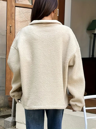 Sweat confortable col zippé en peluche