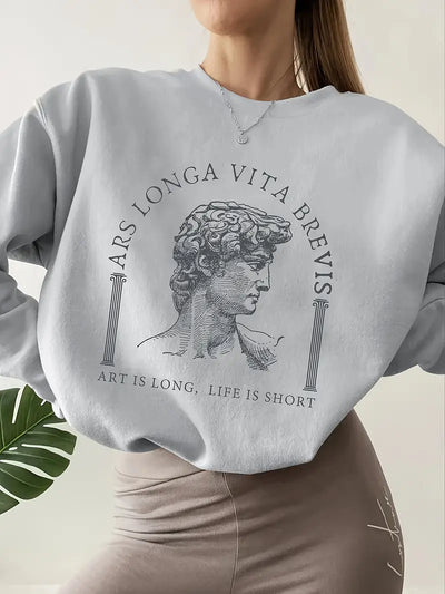 Sweat-shirt à imprimé graphique col rond