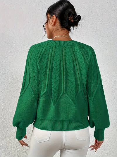Pull à col rond tressé