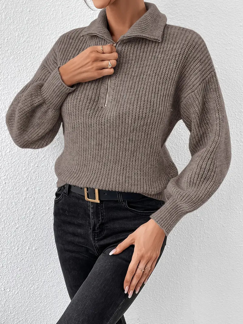 Pull décontracté à demi-fermeture éclair design rayé