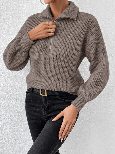 Pull décontracté à demi-fermeture éclair design rayé