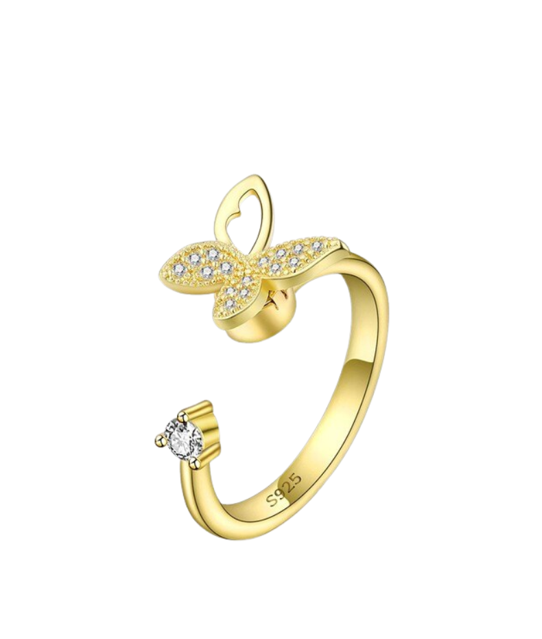 Guld sommerfugl afslappende ring