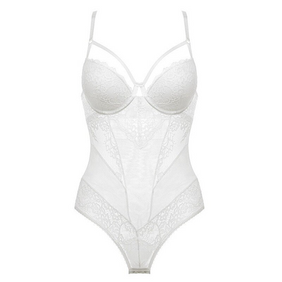 Body sexy transparent en dentelle décolleté plongeant en v