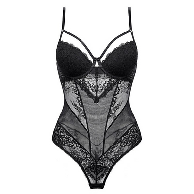 Body sexy transparent en dentelle décolleté plongeant en v