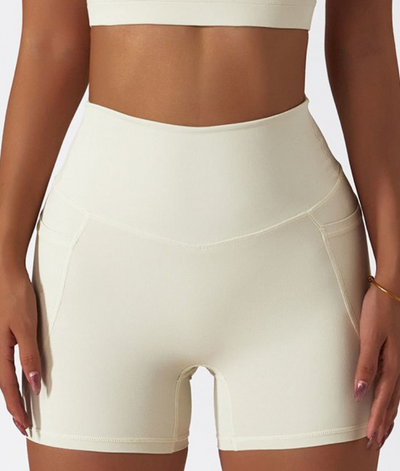 Shorts sportivi a vita alta con tasca