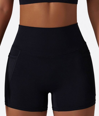 Shorts sportivi a vita alta con tasca