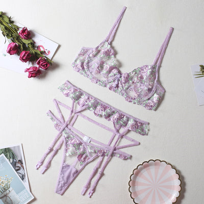 Lilac floral lace set