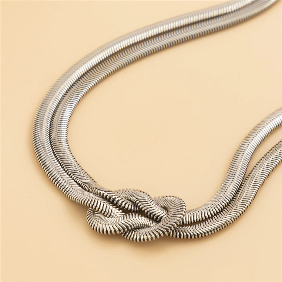 Collana a catena a serpente piatto intrecciato