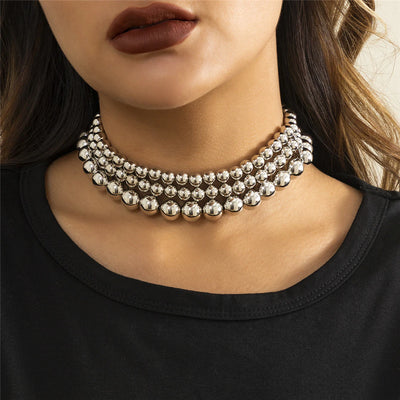 Collier ras du cou chaines de perles