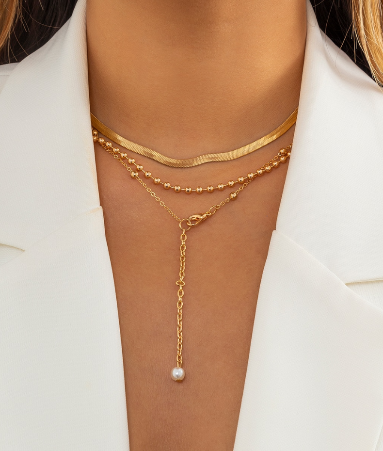 Collana girocollo e pendente piccola perla bianca
